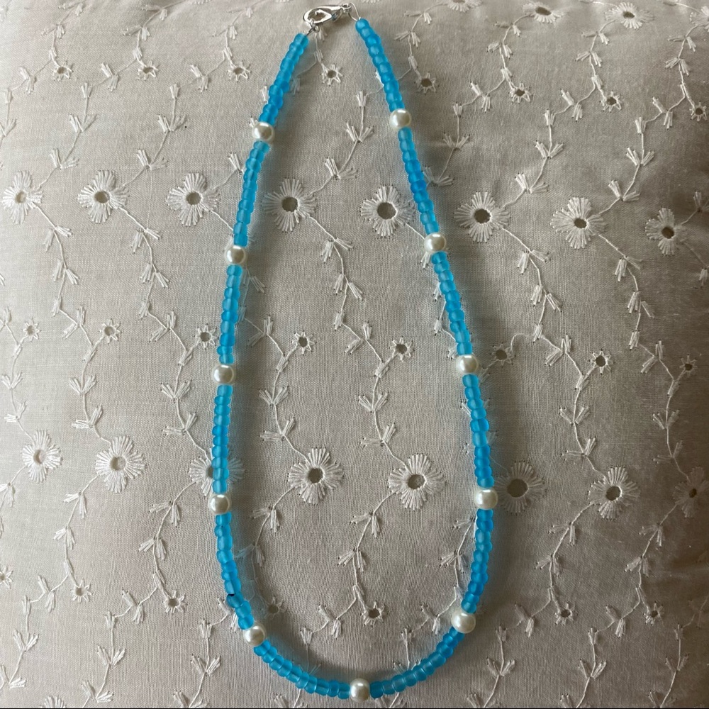 Handmade Seed Bead and Pearl Short Necklace